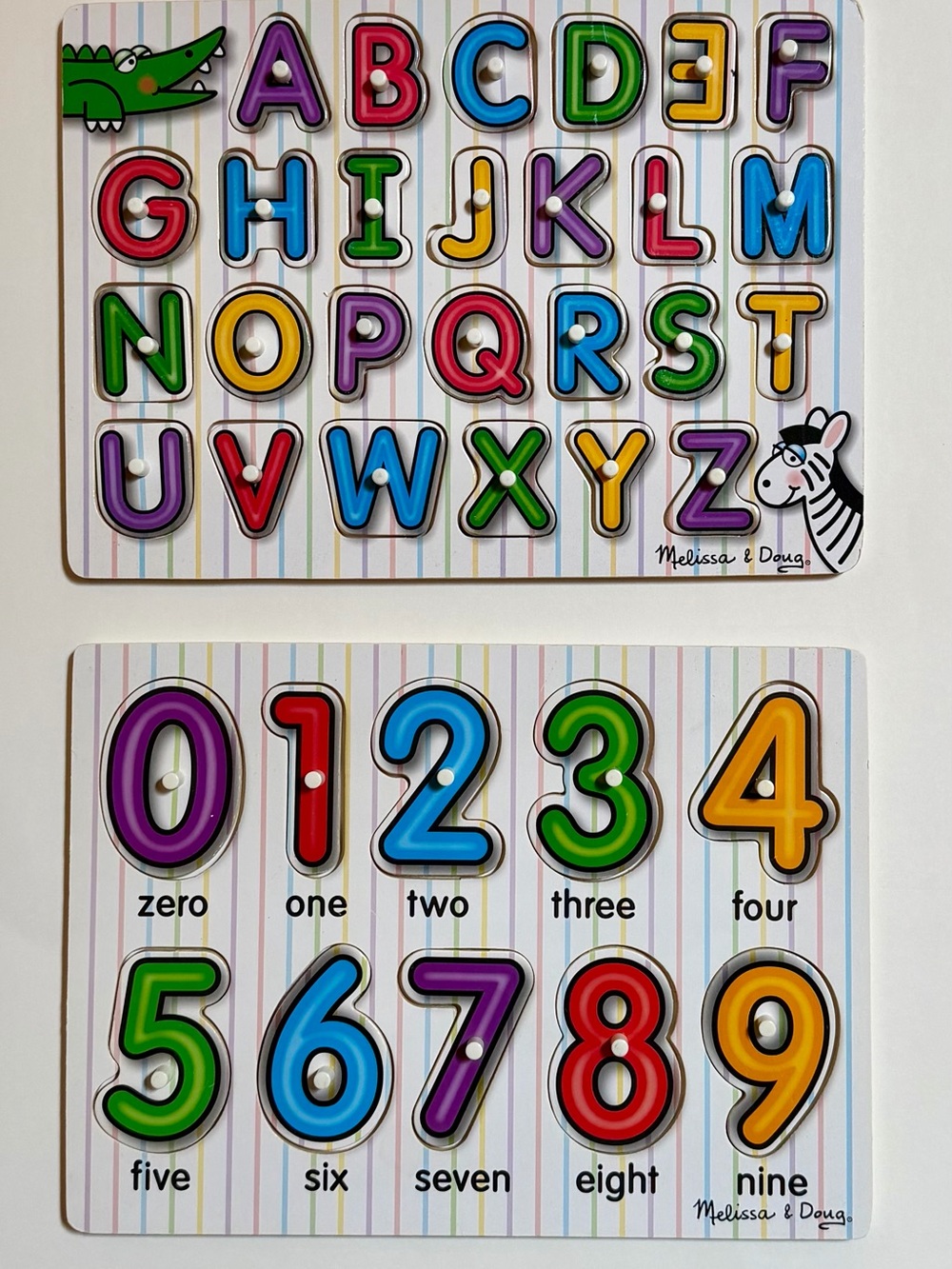Melissa & Doug Alphabet & Number Peg Puzzles - Multicolor Letters & Digits